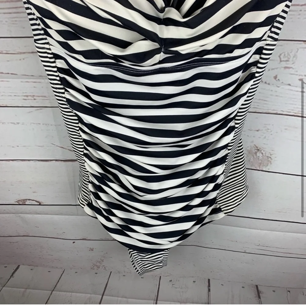 Torrid | Black Cream Striped One Piece Swimsuit - Picture 2 of 7